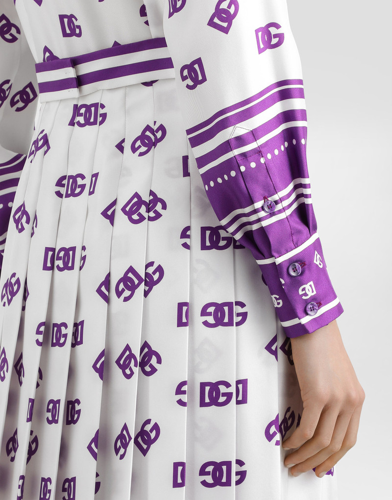 DG logo all-over print twill shirt dress 5