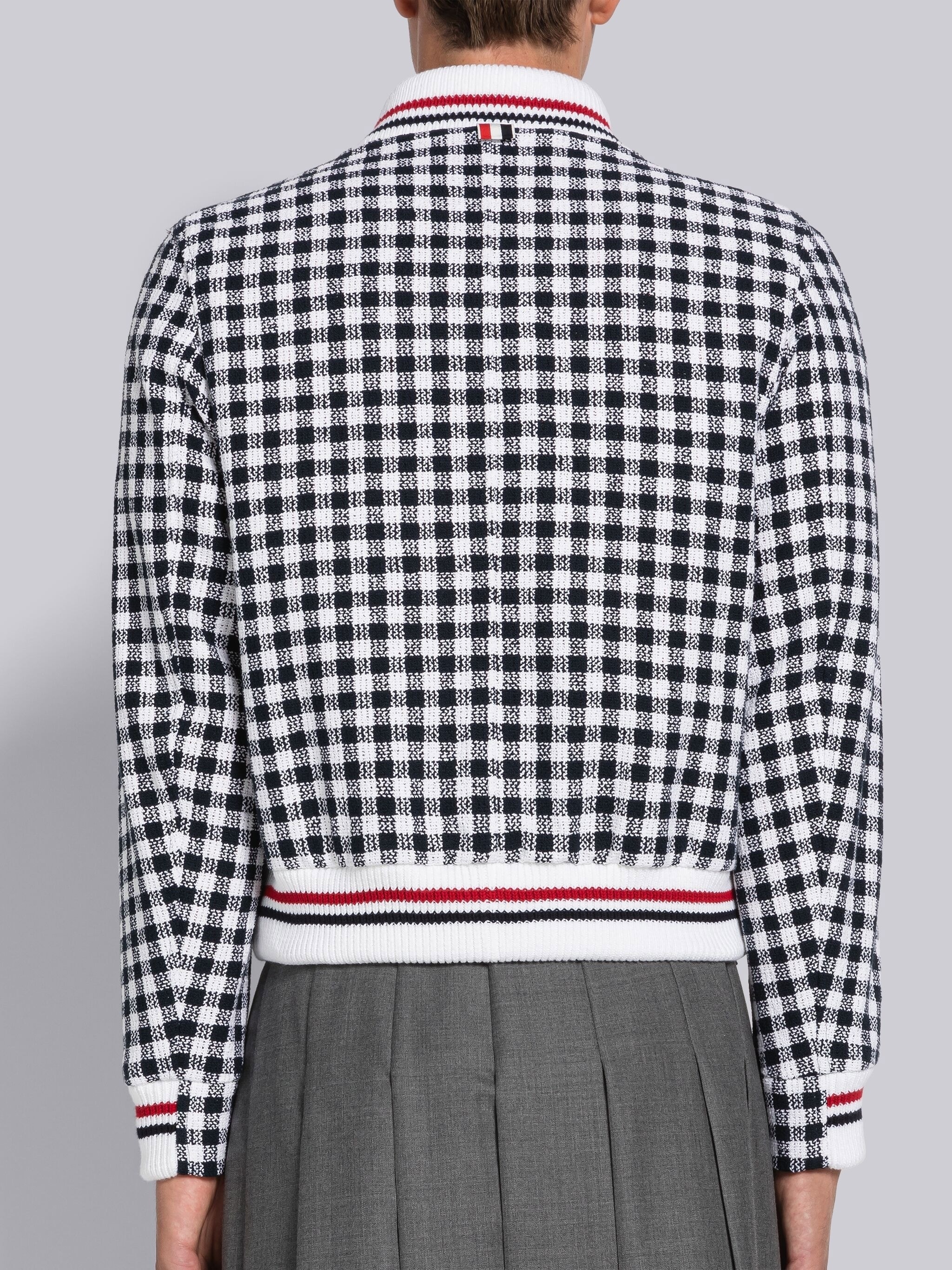 Gingham Boucle Knit Rib Blouson Jacket - 3