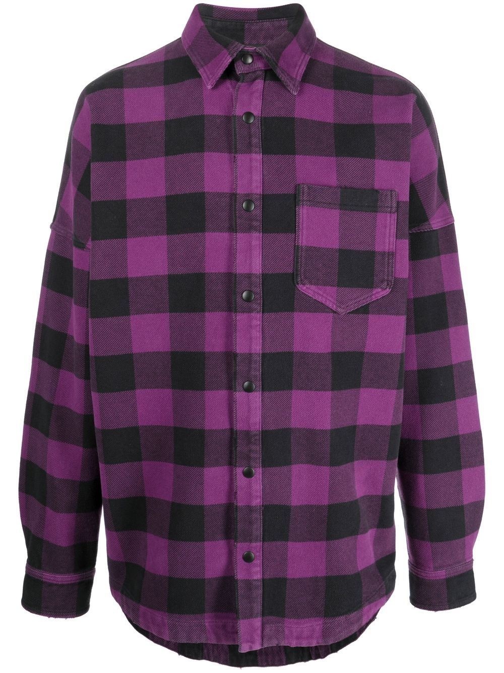 logo-print checked shirt - 1