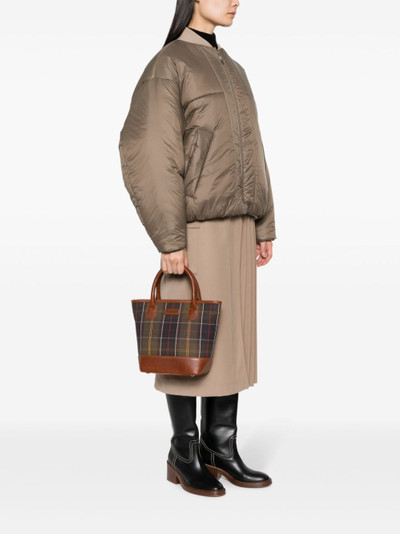 Barbour tartan-check leather tote bag outlook