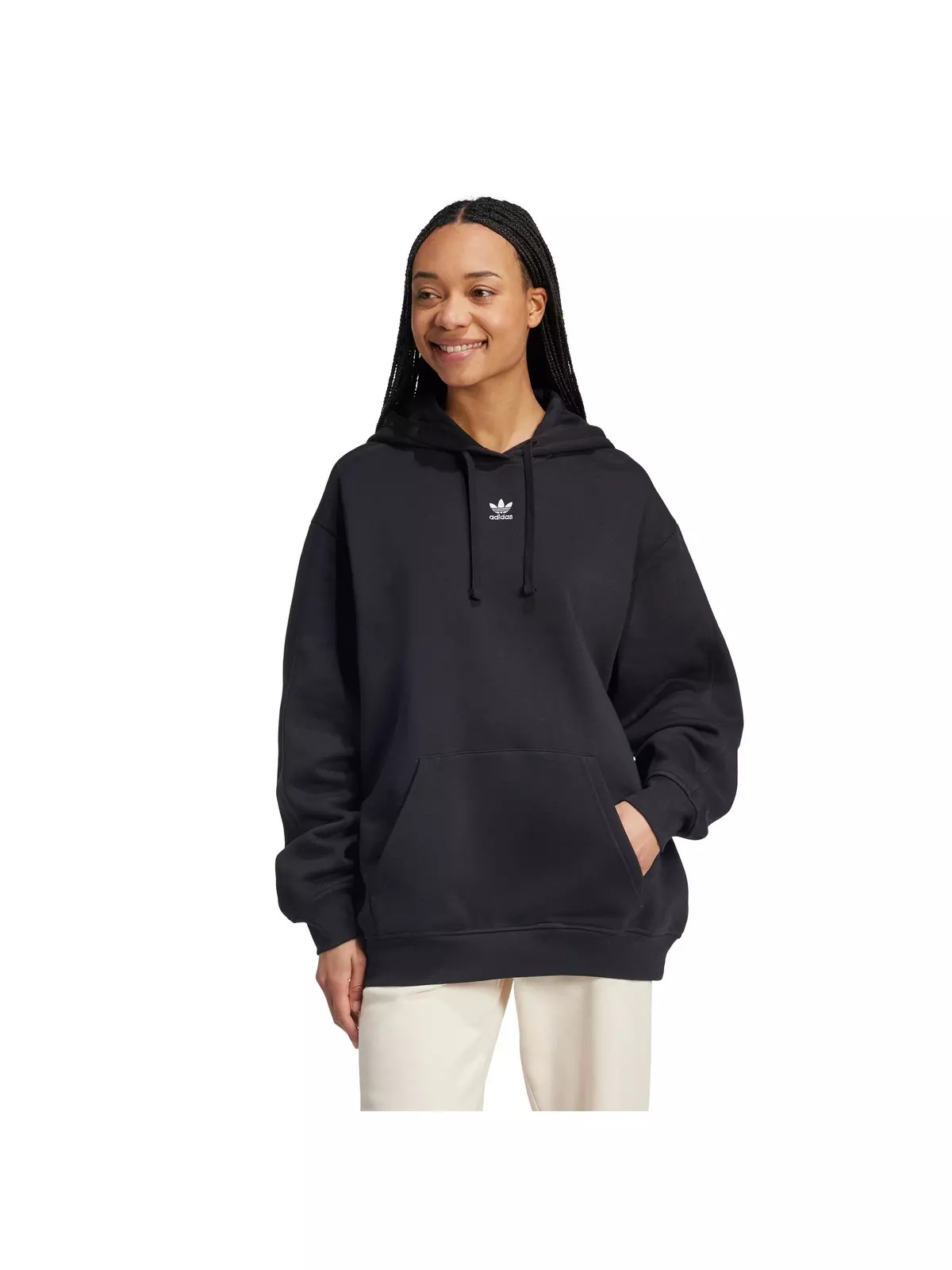 Women's Originals Essentials Oversized Fleece Hoodie - Black - 3