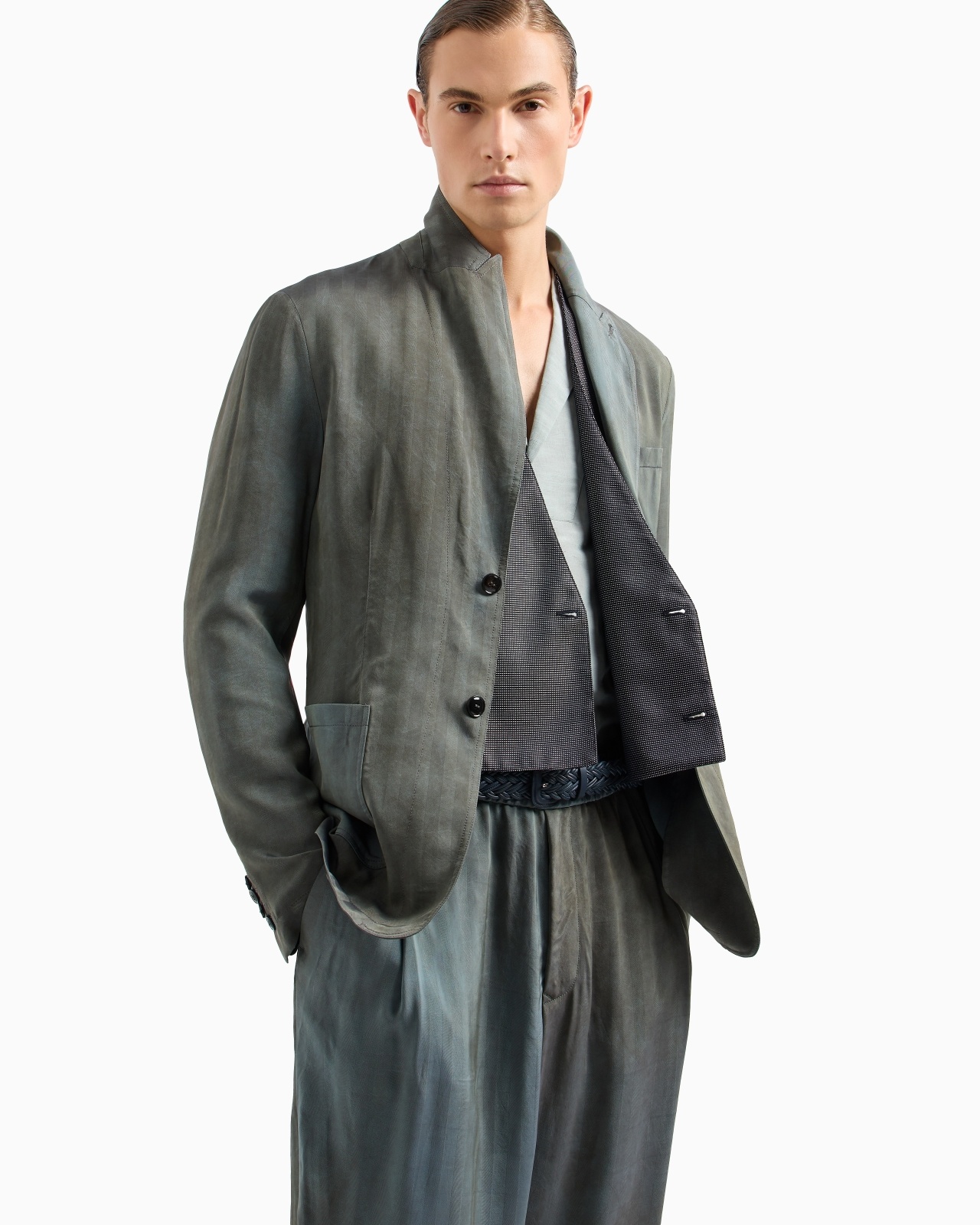VISCOSE CANVAS FLAT-FRONT TROUSERS - 7