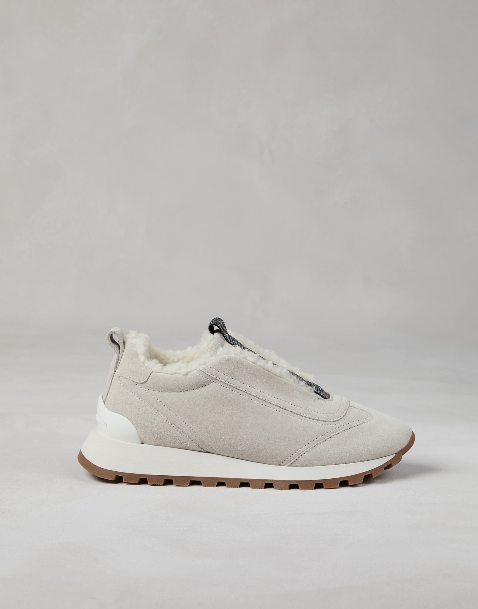 Suede runners with shearling lining and precious detail - 5