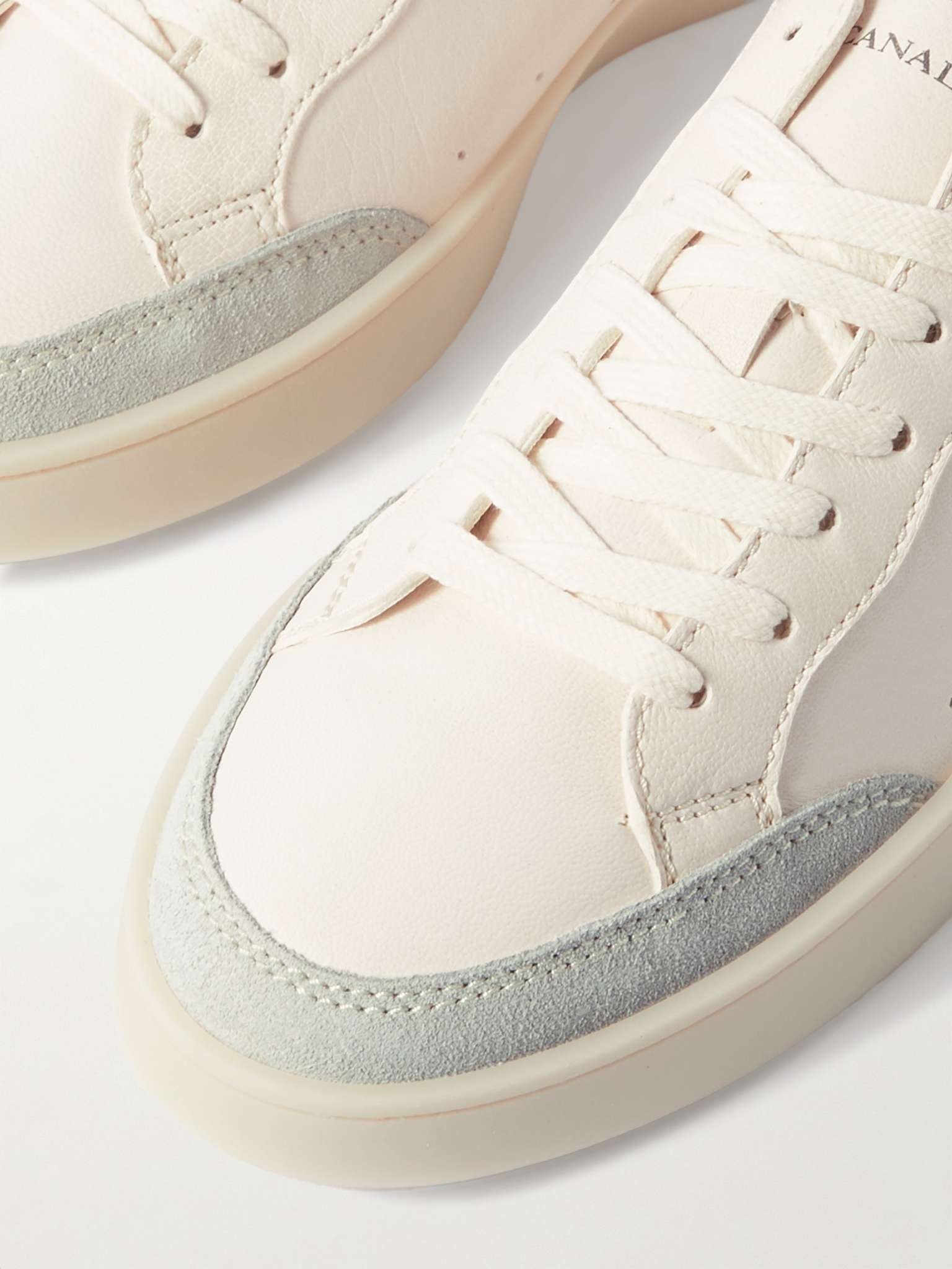 Suede-Trimmed Leather Sneakers - 6