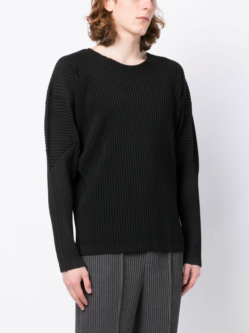 long-sleeve plissé T-shirt - 3
