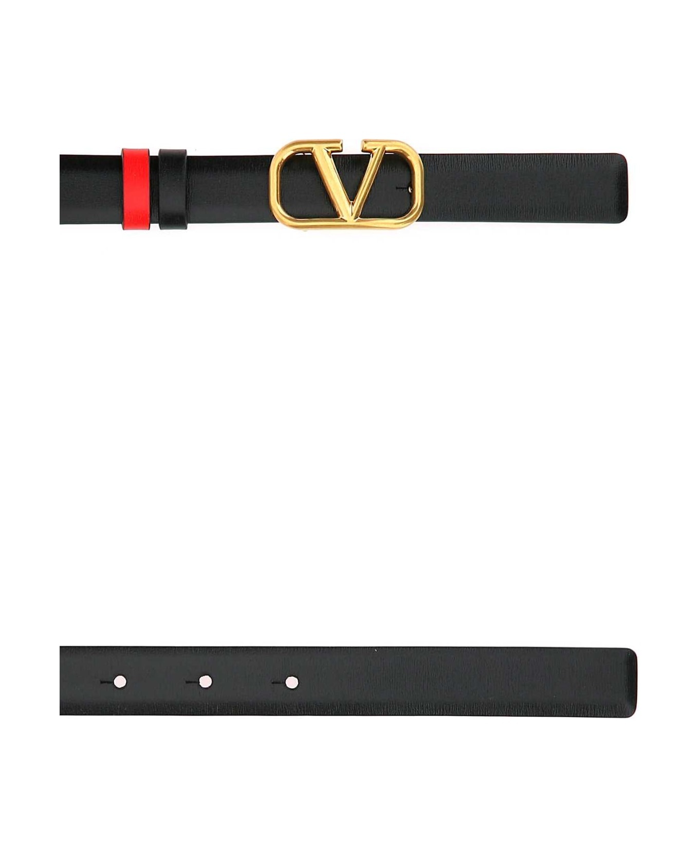 Black Leather Vlogo Signature Belt - 2