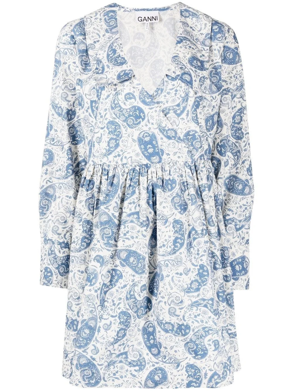 paisley-print cotton wrap dress - 1