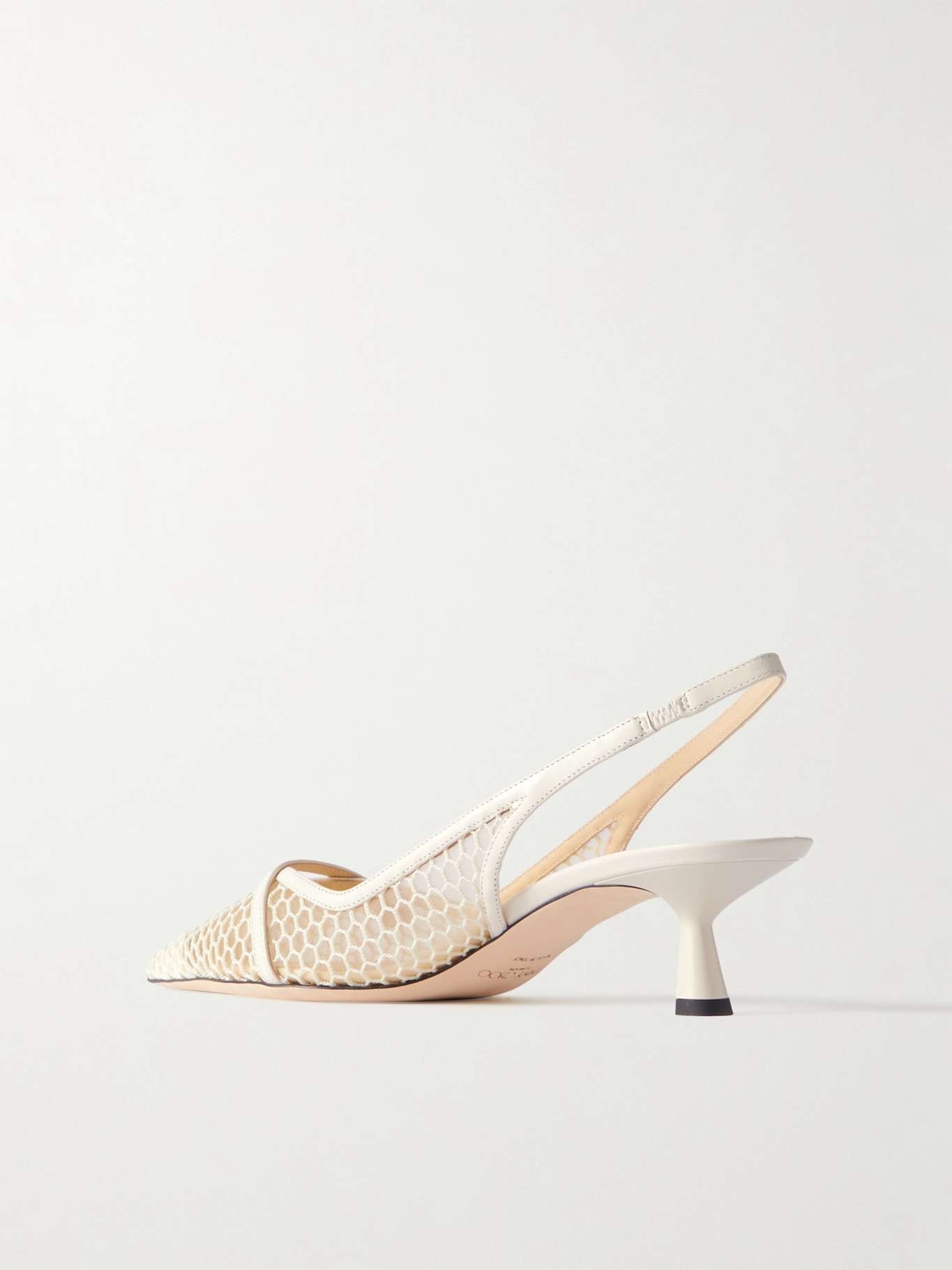 Amita 45 faux-pearl embellished leather-trimmed mesh slingback pumps White - 3
