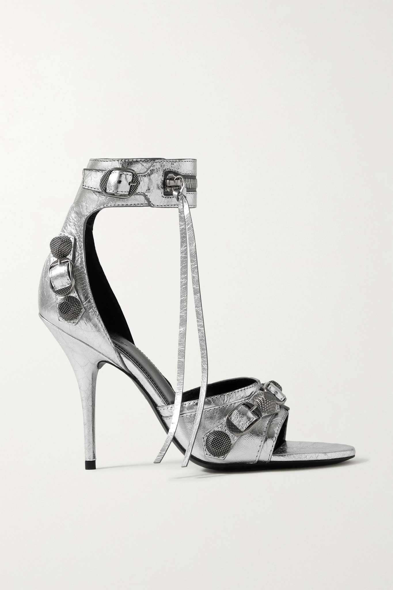 BALENCIAGA Cagole embellished metallic crinkled-leather