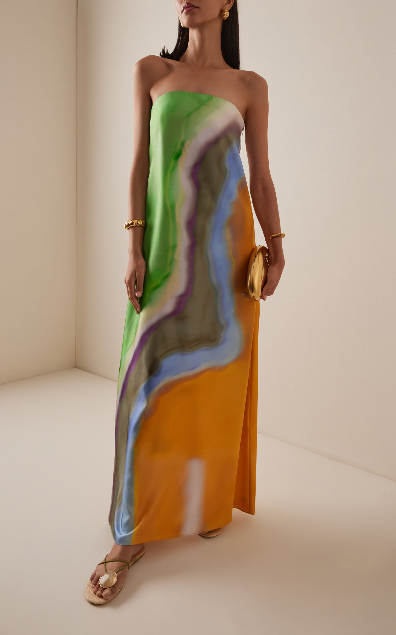 Aura Silk Strapless Dress orange - 2