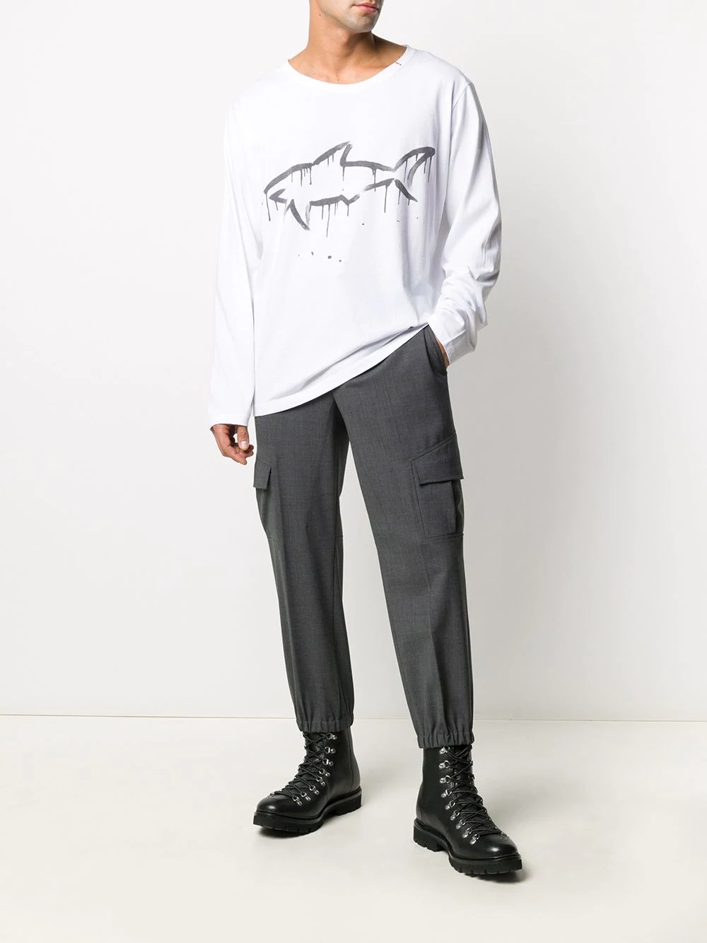 logo-print long sleeved T-shirt - 2