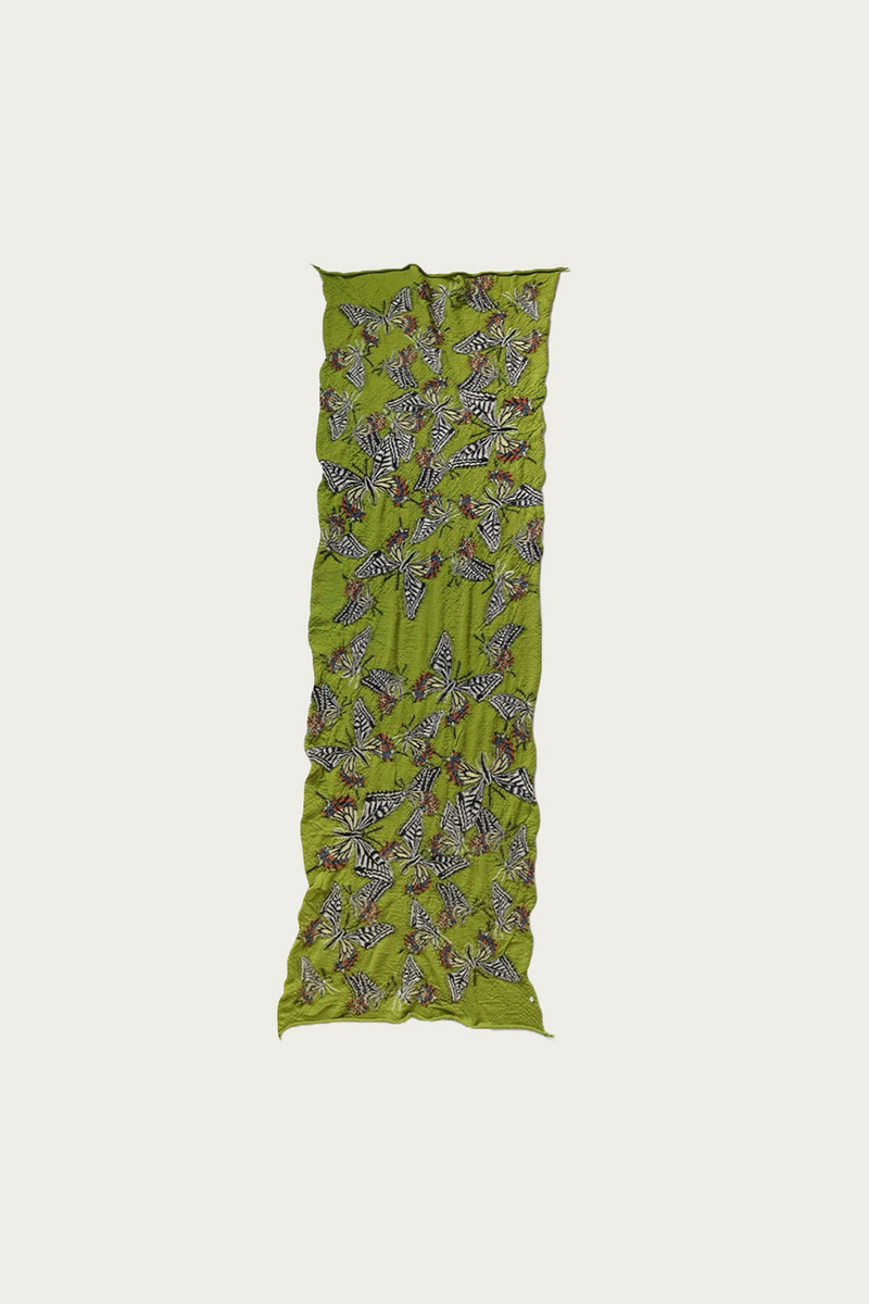 FULLING WOOL HAPPY SCARF BUTTERFLY - GREEN 1
