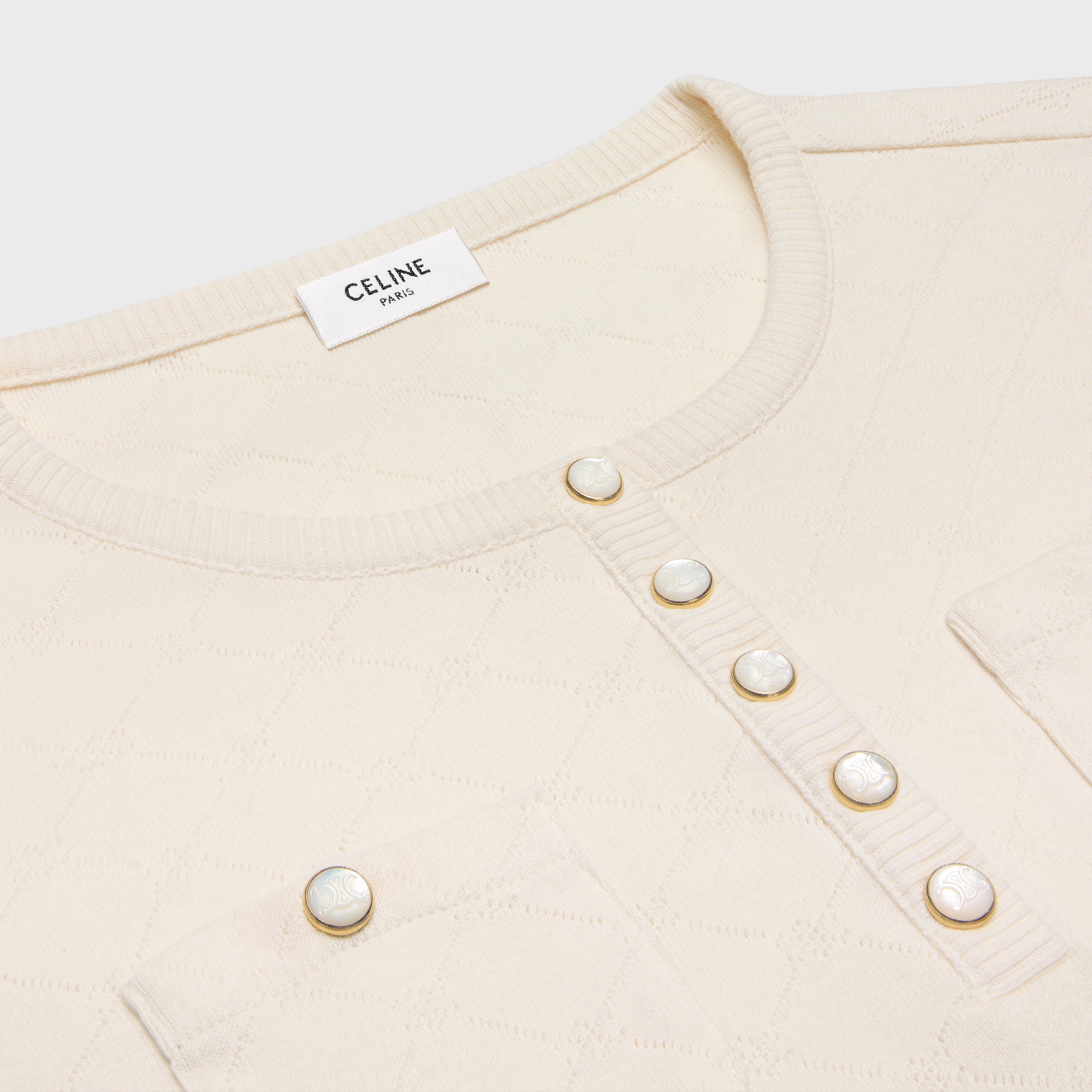 triomphe crop top in jersey pointelle - 3