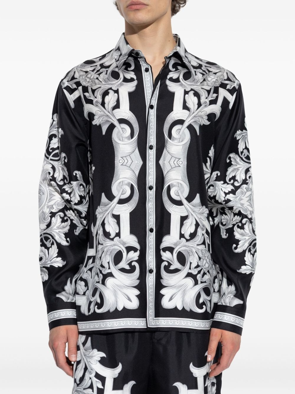 Barocco-print silk shirt - 3