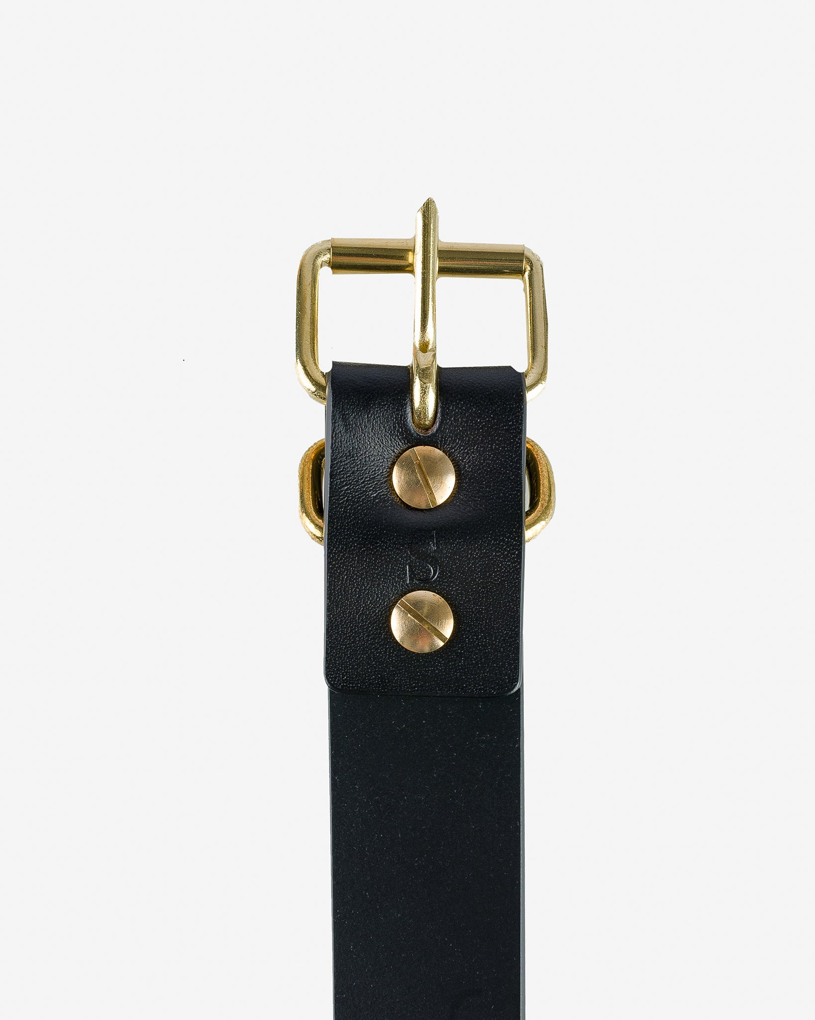 OGL-BELT-FULL-ROLL-BLK OGL Single Prong Brass Roller Buckle Leather Belt - Full Dyed Black - 4