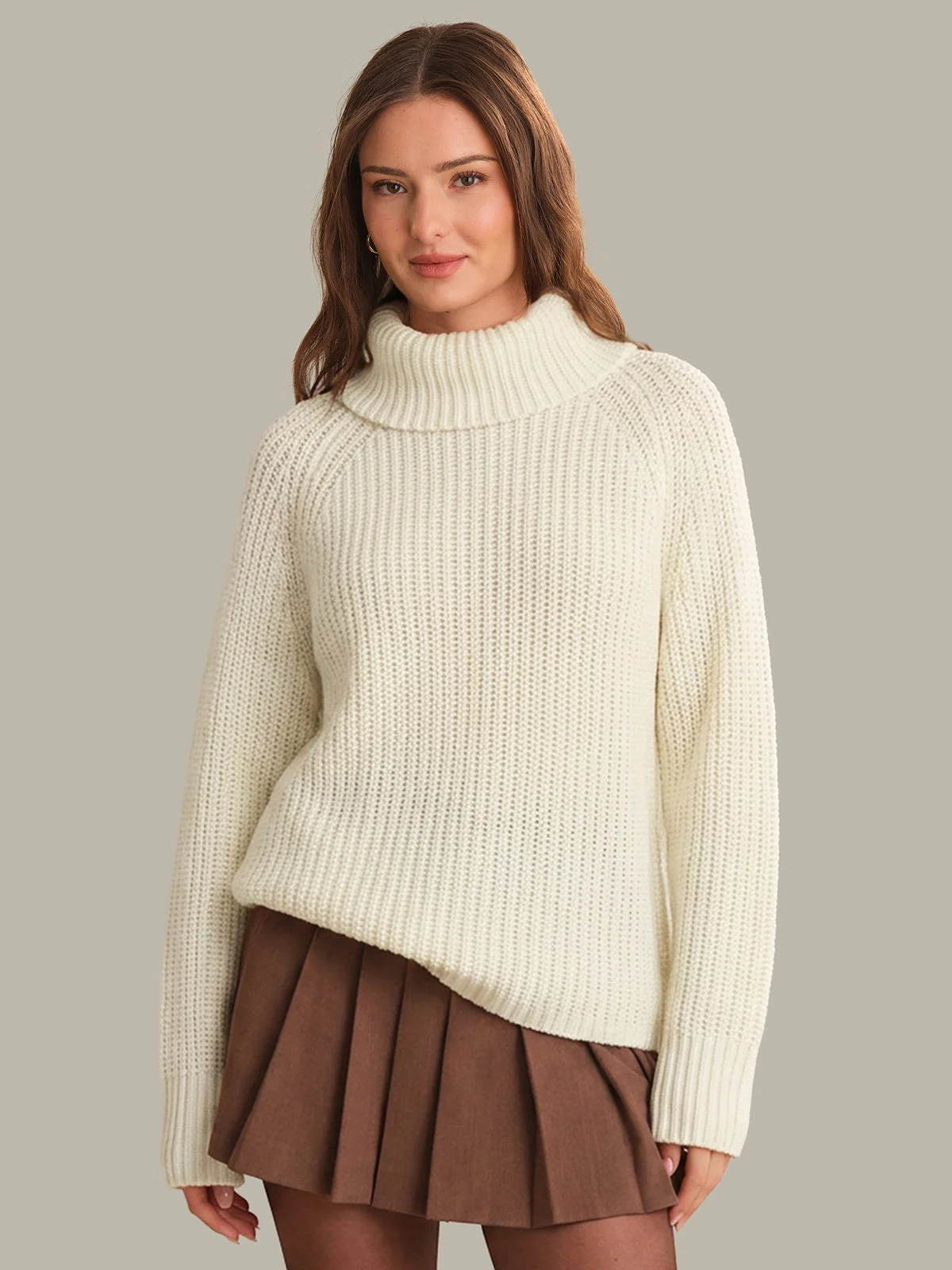Stella: Cotton Shaker Stitch Turtleneck Sweater - 1