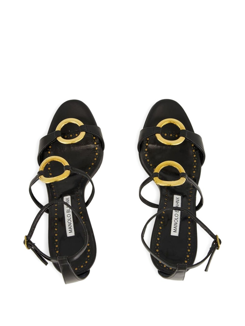 90mm leather ankle-strap ring sandals - 4