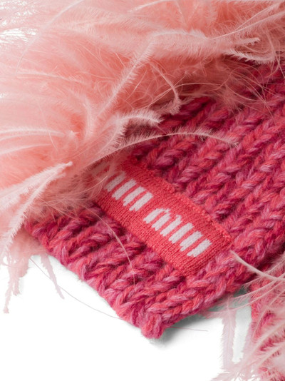 Miu Miu feather-detail cashmere scarf outlook