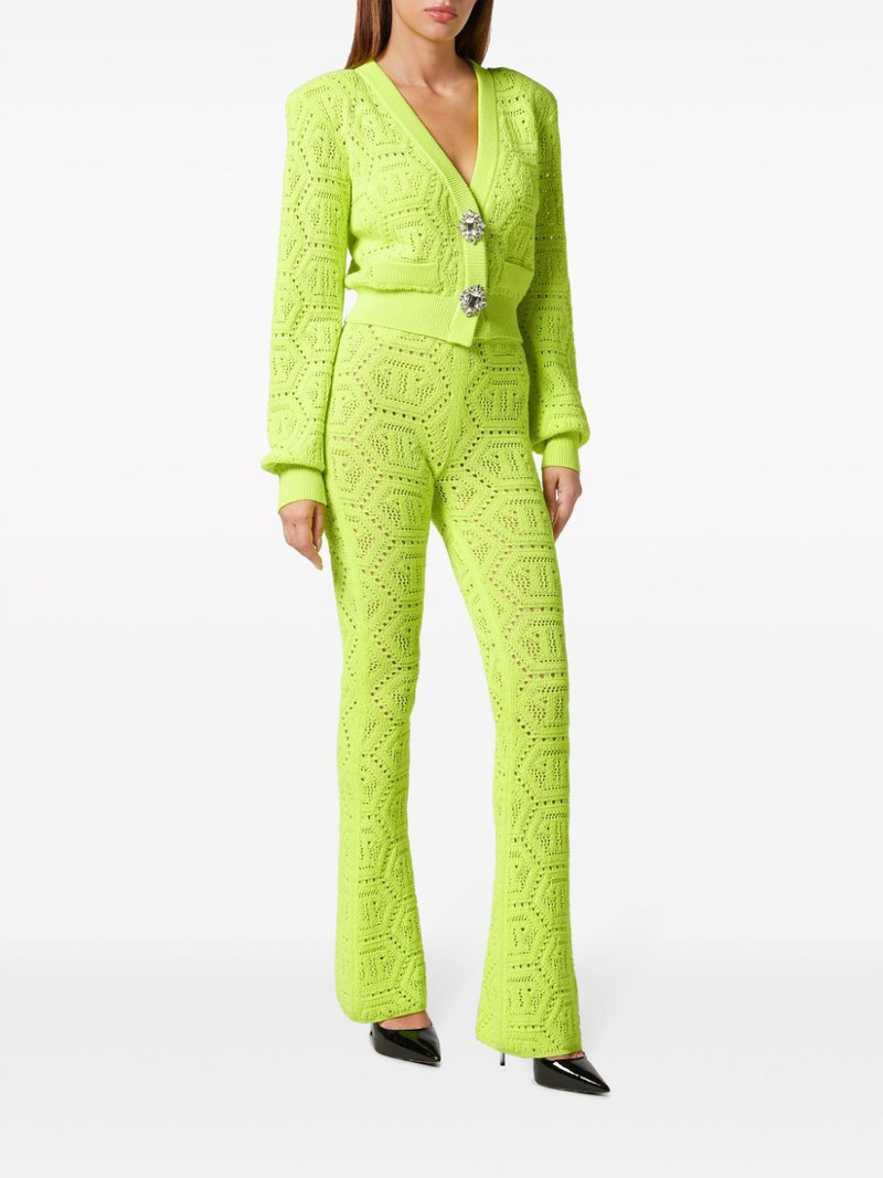 PHILIPP PLEIN monogram-intarsia cropped cardigan outlook