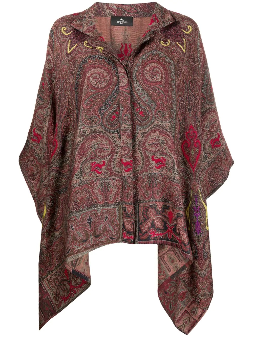 paisley print poncho jacket - 1