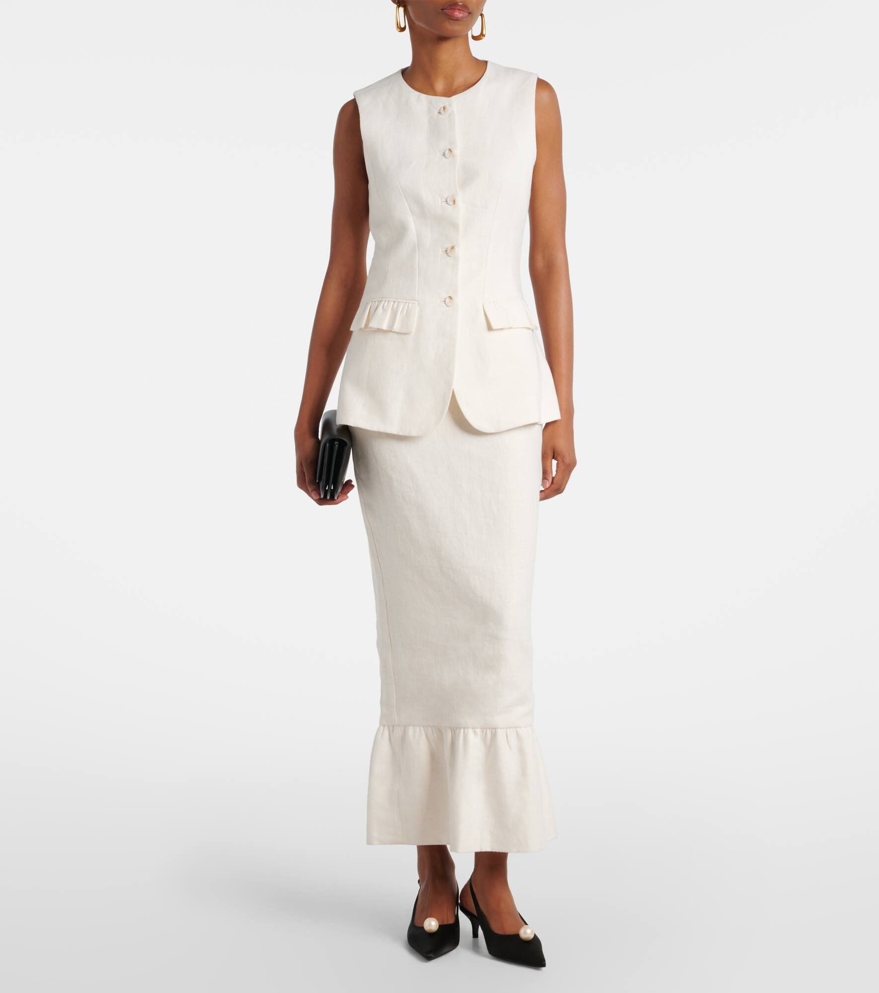 Matilda tiered linen pencil skirt - 2