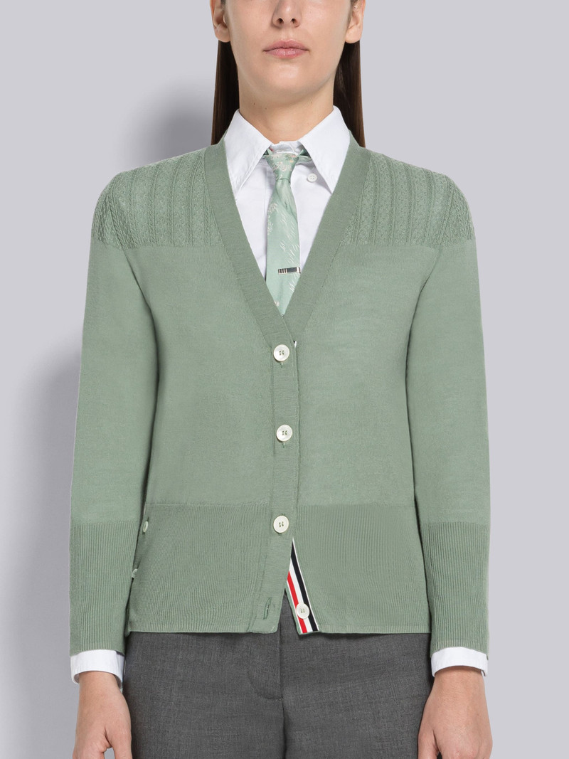 Fine Merino Wool V-Neck Yoke Cardigan 1