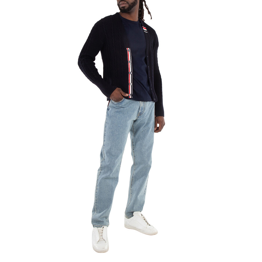 Thom Browne Wool Relaxed V-Neck Cable Cardigan - 5