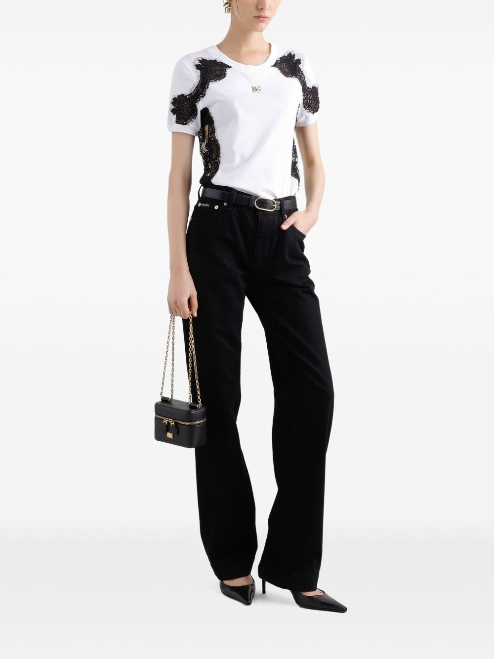 lace-detailed T-shirt - 2