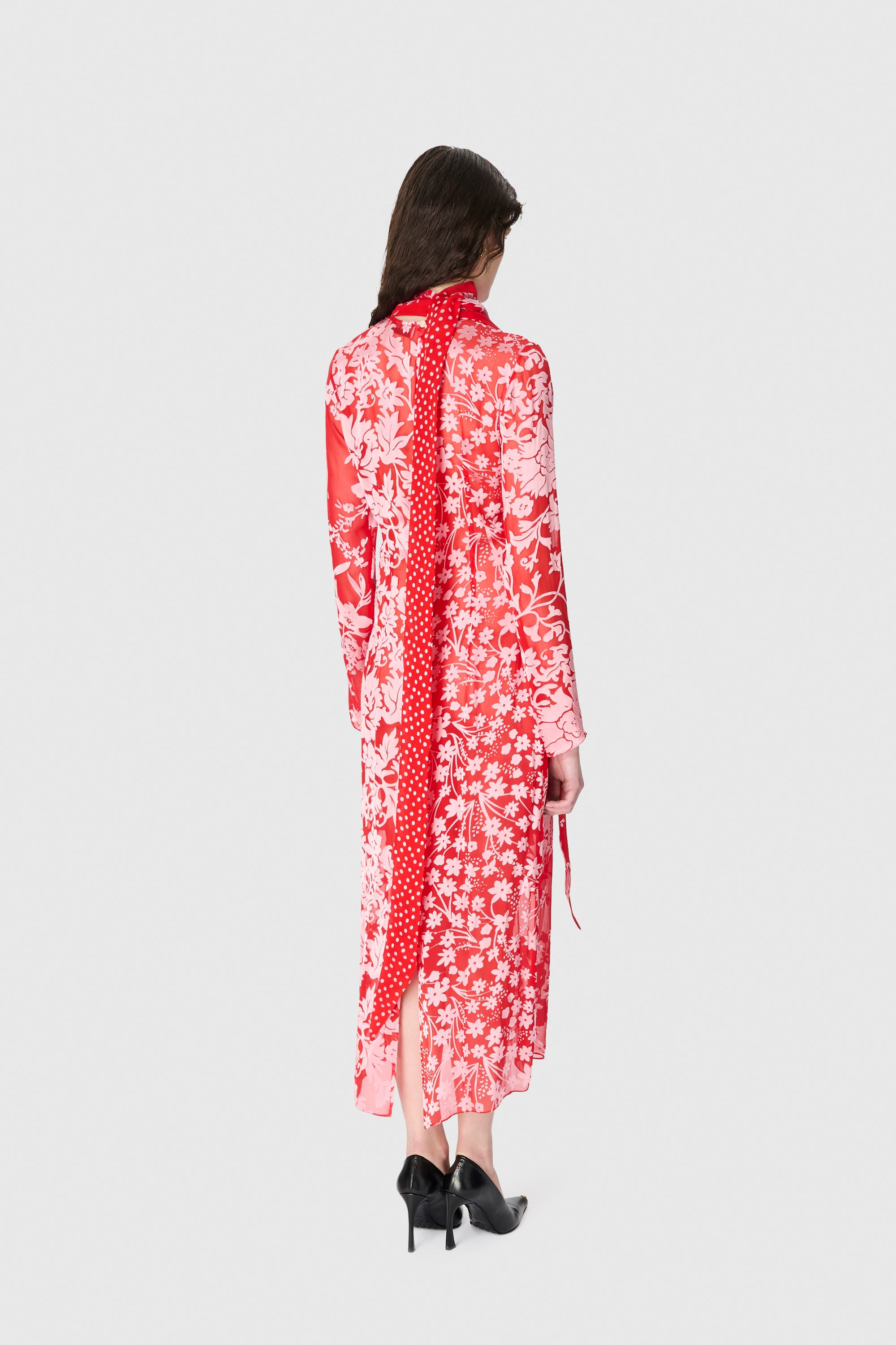 REGENERATED RASO SILK SCARVES LS LONG DRESS - 3