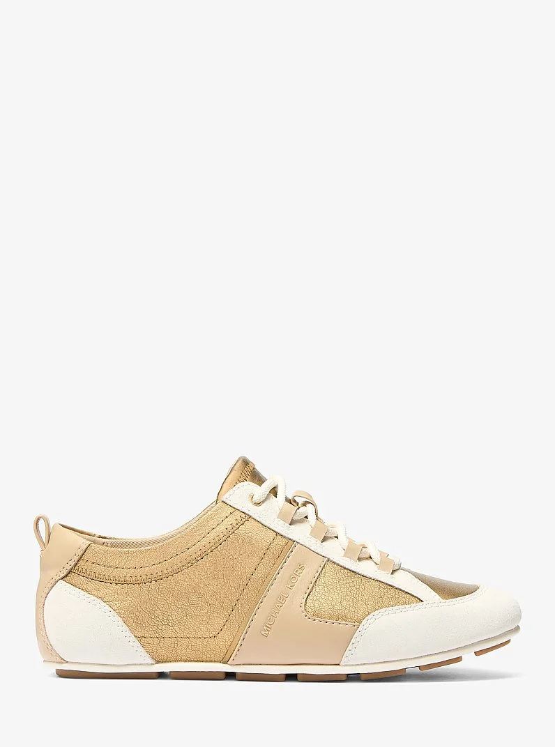 Keely Color-Block Metallic Leather Trainer - 1