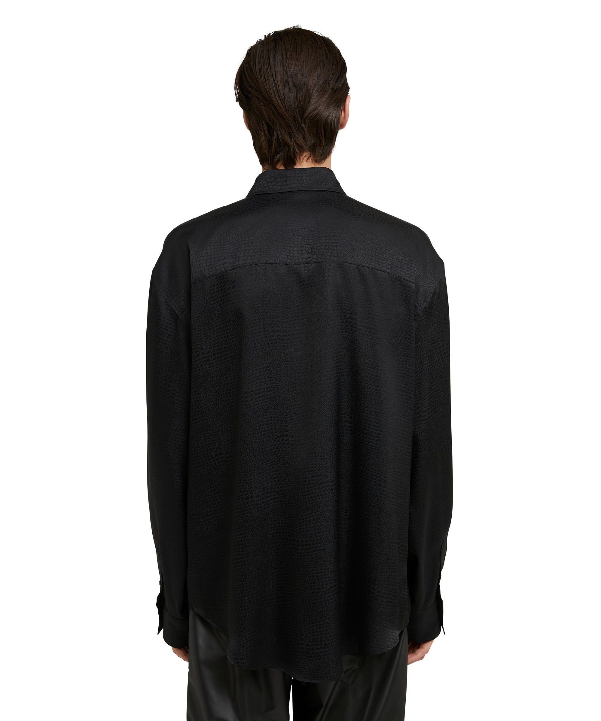 Solid color cellulose "Croco Satin" shirt - 3