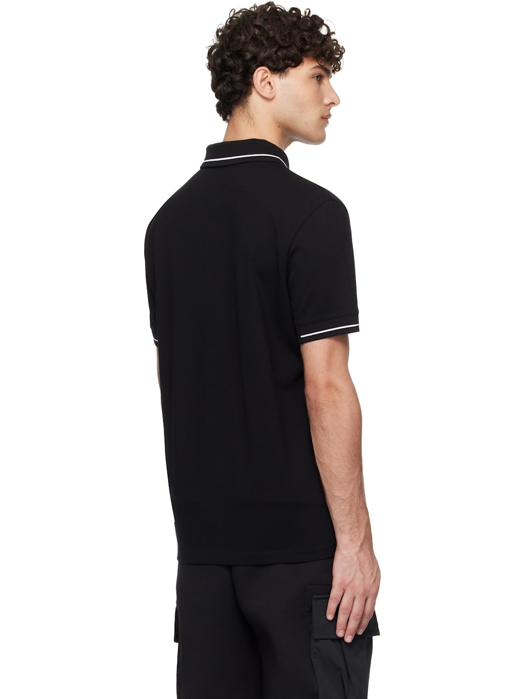 Black Logo Patch Cotton Polo - 3