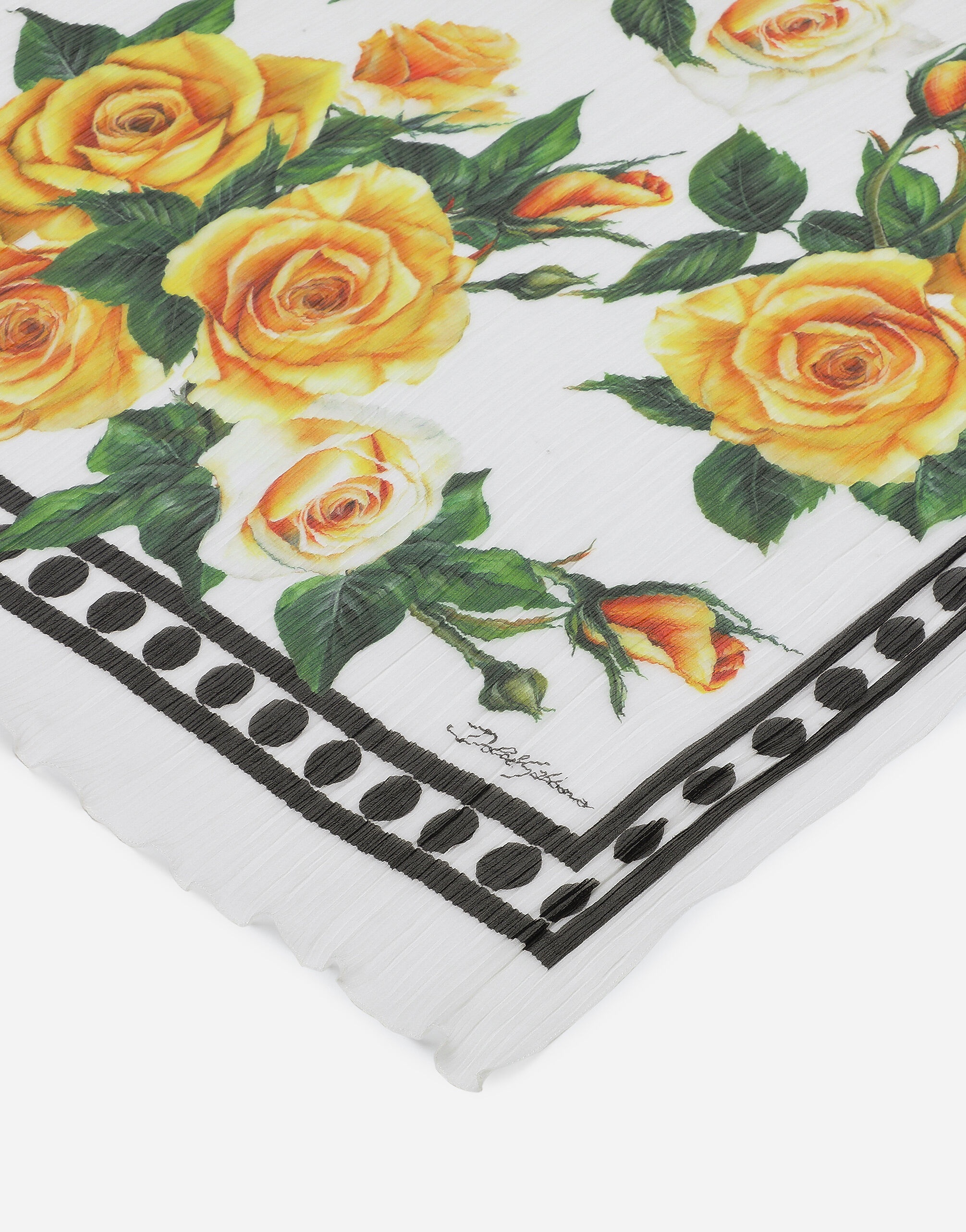 Silk scarf with yellow rose print - 2