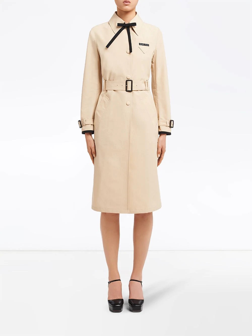 single-breasted belted trench coat - 2