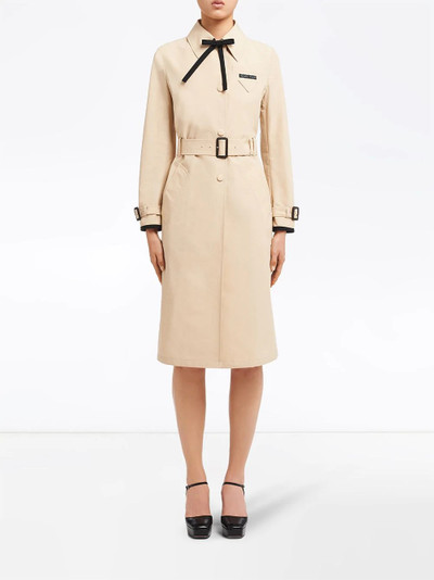 Prada single-breasted belted trench coat outlook