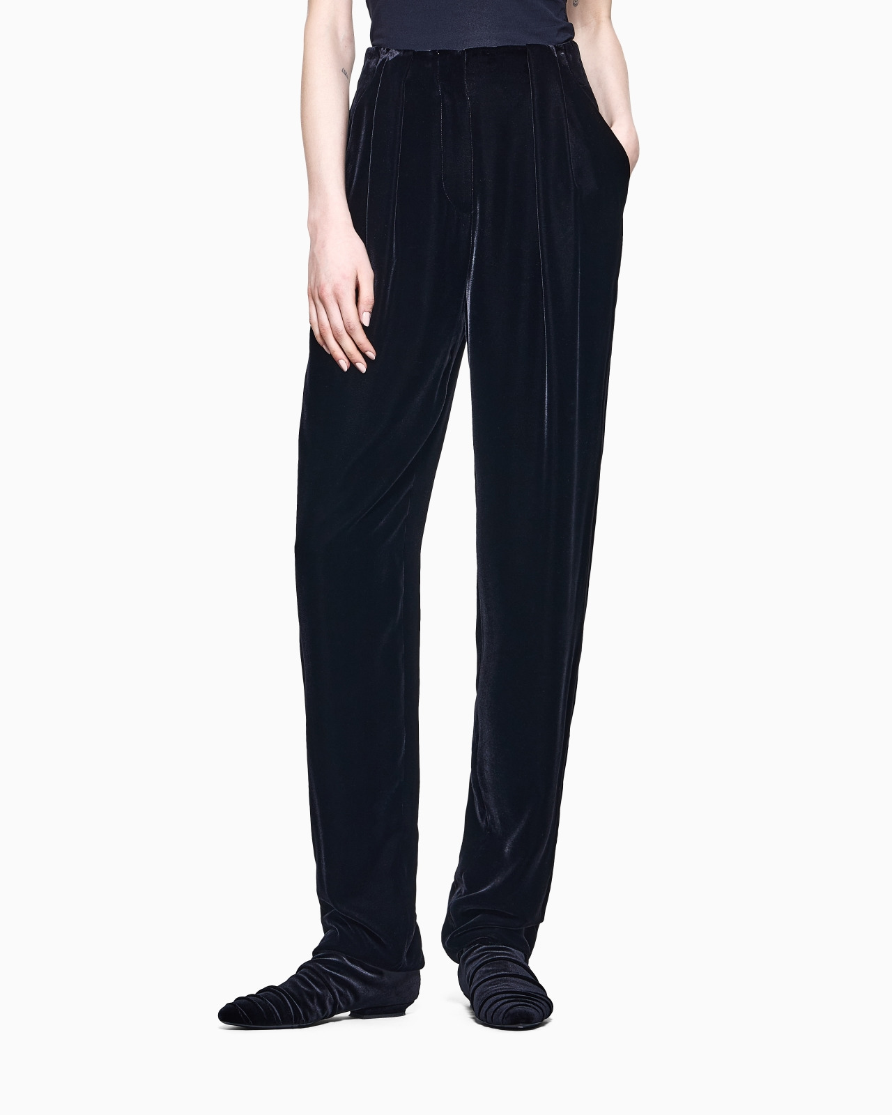 STRAIGHT-CUT VELVET TROUSERS - 4