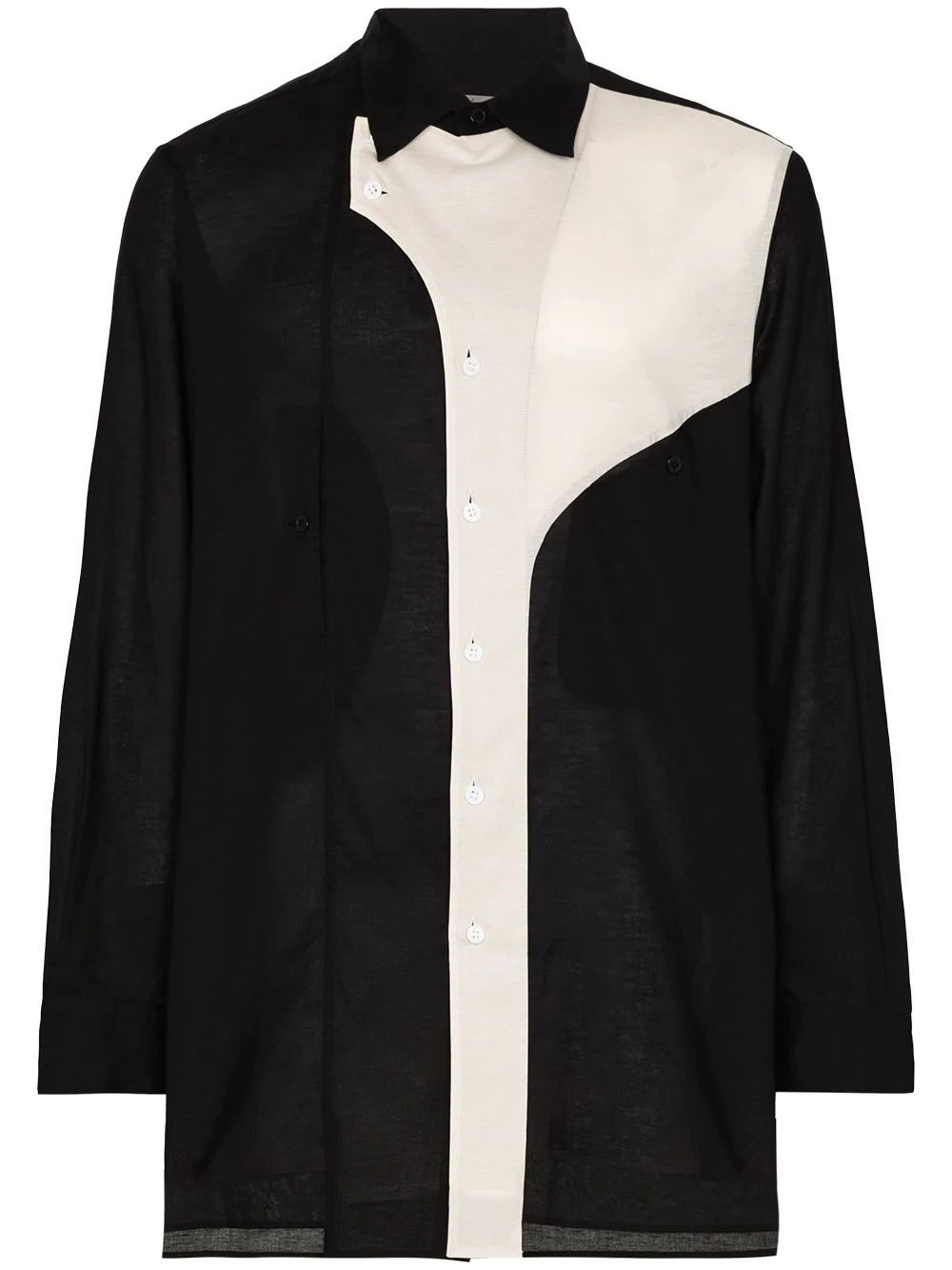 panelled button-up shirt - 1