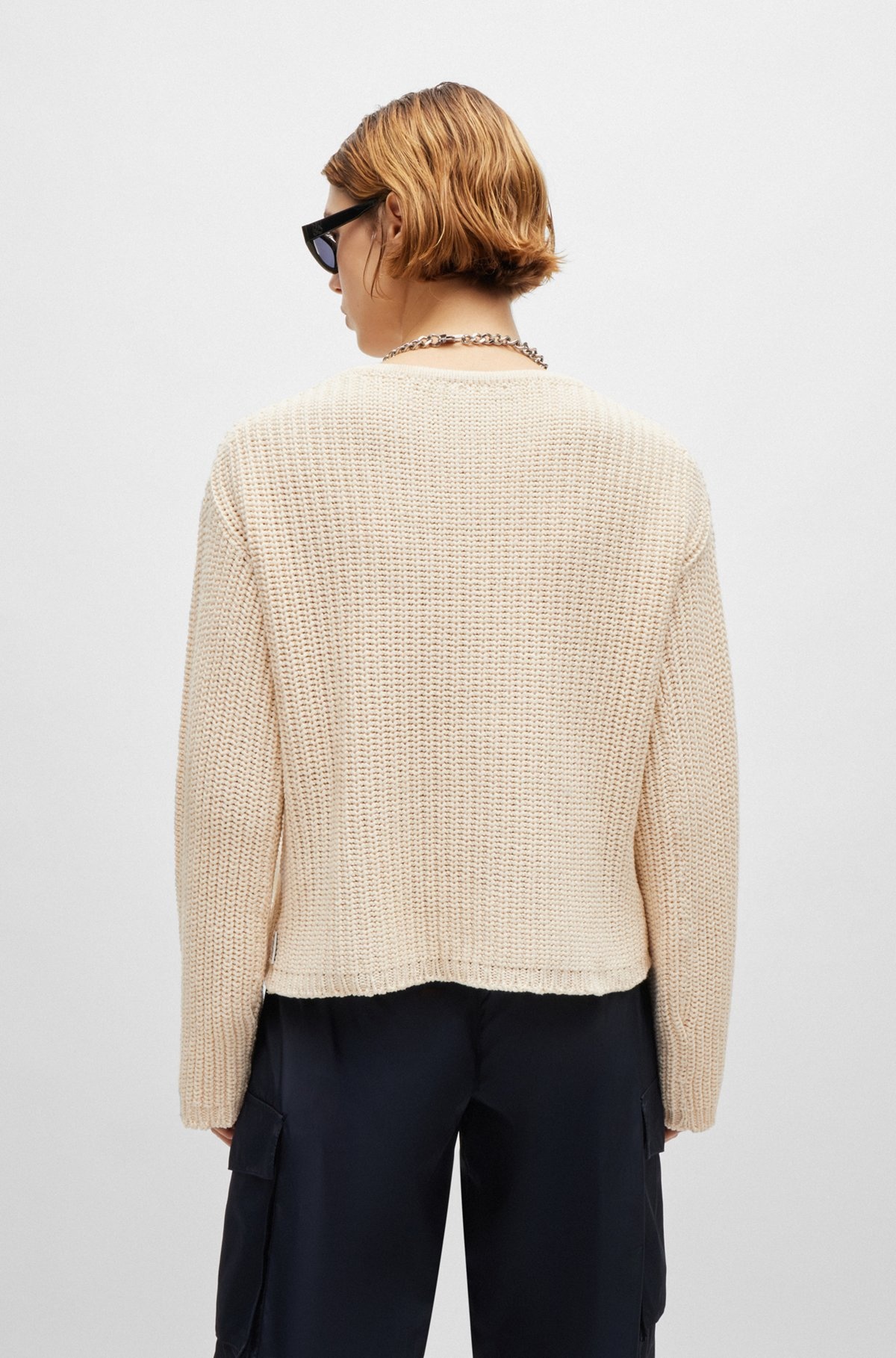 OVERSIZE-FIT LONG-SLEEVED SWEATER WITH V NECKLINE - 4