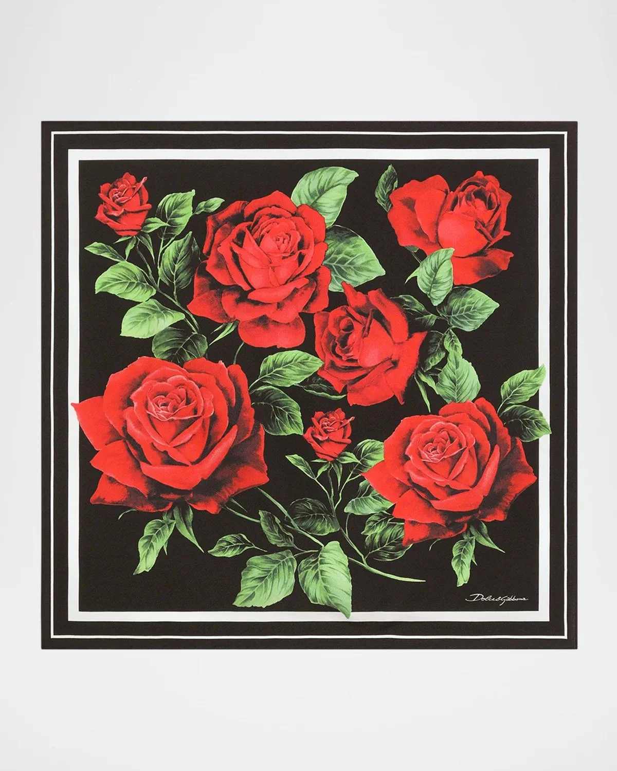 Rose-Print Silk Twill Scarf - 1