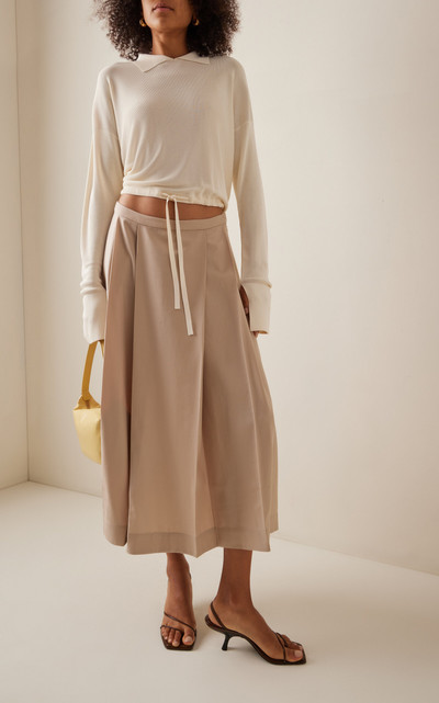 AYA MUSE Vosa Pleated Wool Midi Skirt neutral outlook