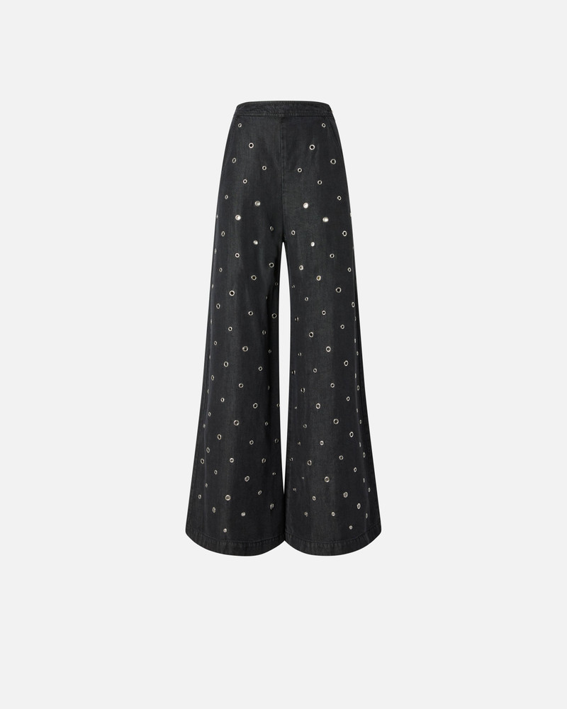WIDE-LEG JEANS IN DARK DENIM WITH EYELETS 1