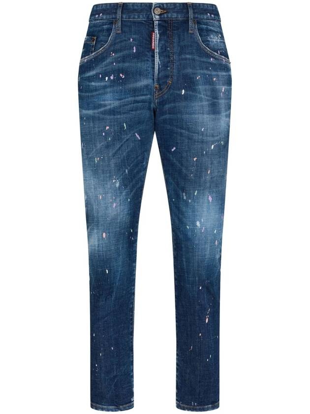 Pastel Spots Wash Skater Straight Jeans Blue - 2