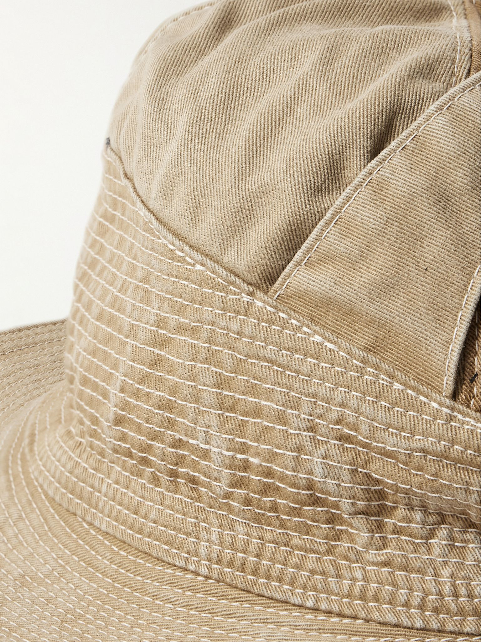 The Old Man and the Sea Distressed Buckled Cotton-Twill Bucket Hat Beige - 4