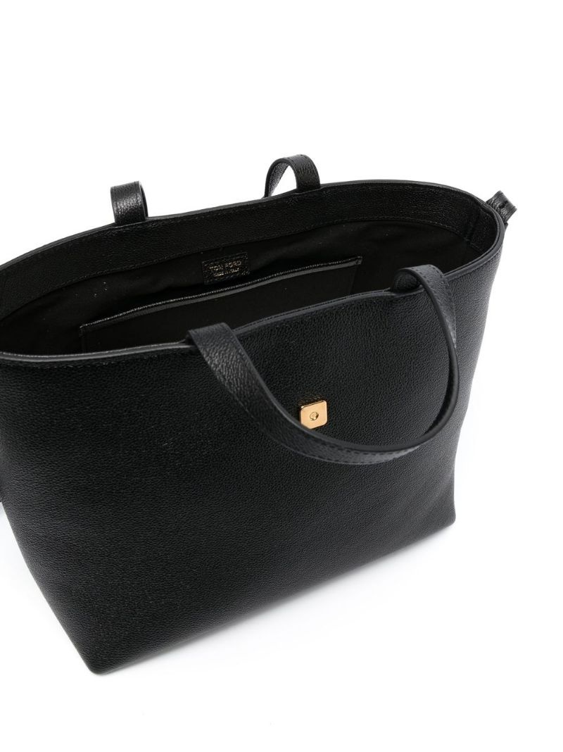 logo-plaque leather tote bag - 5