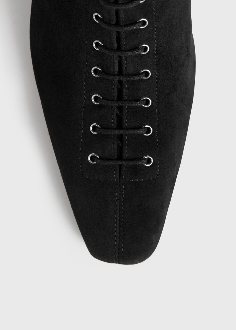 Suede lace-up boots black 6