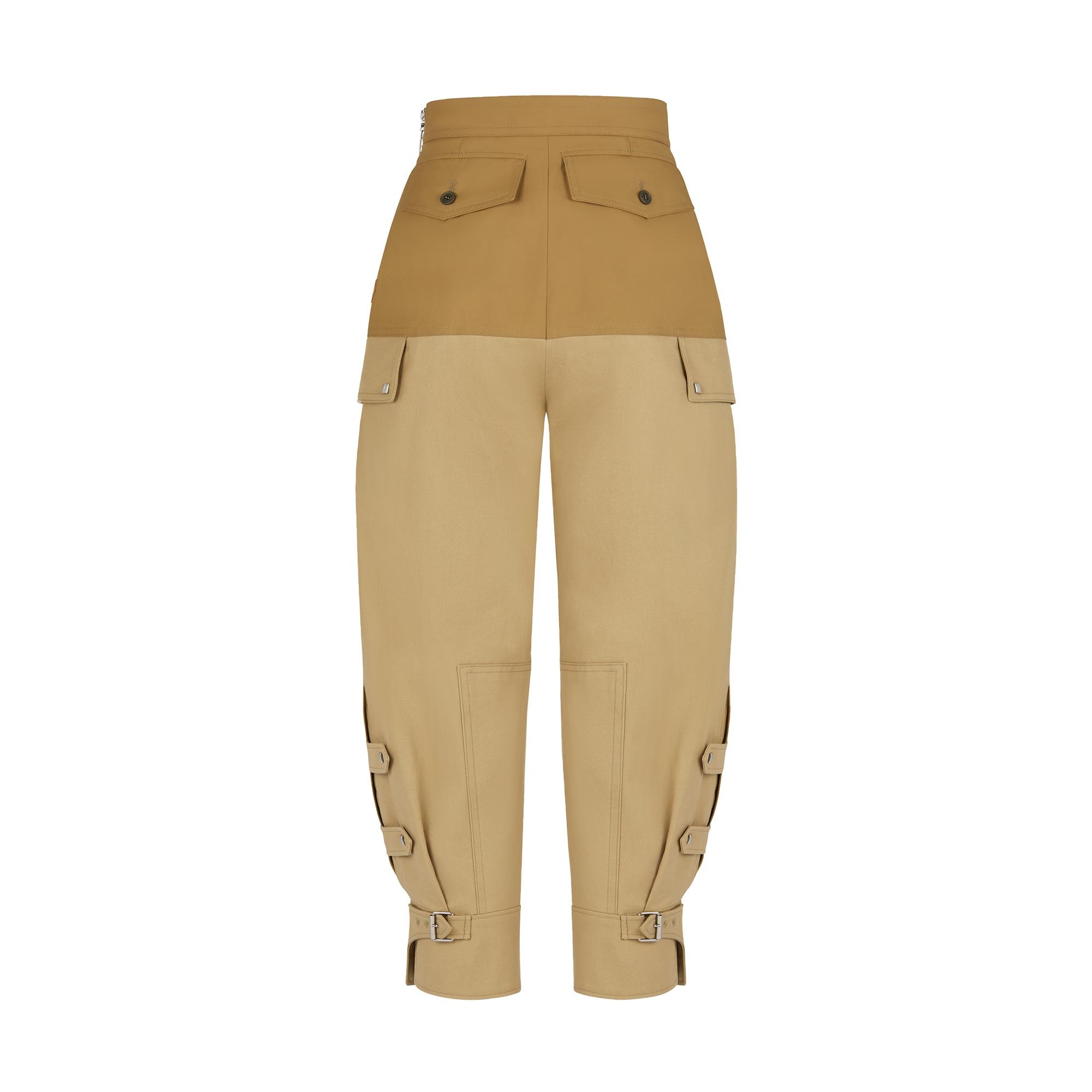 Bicolor Cargo Pants With Ankle Straps  - 3