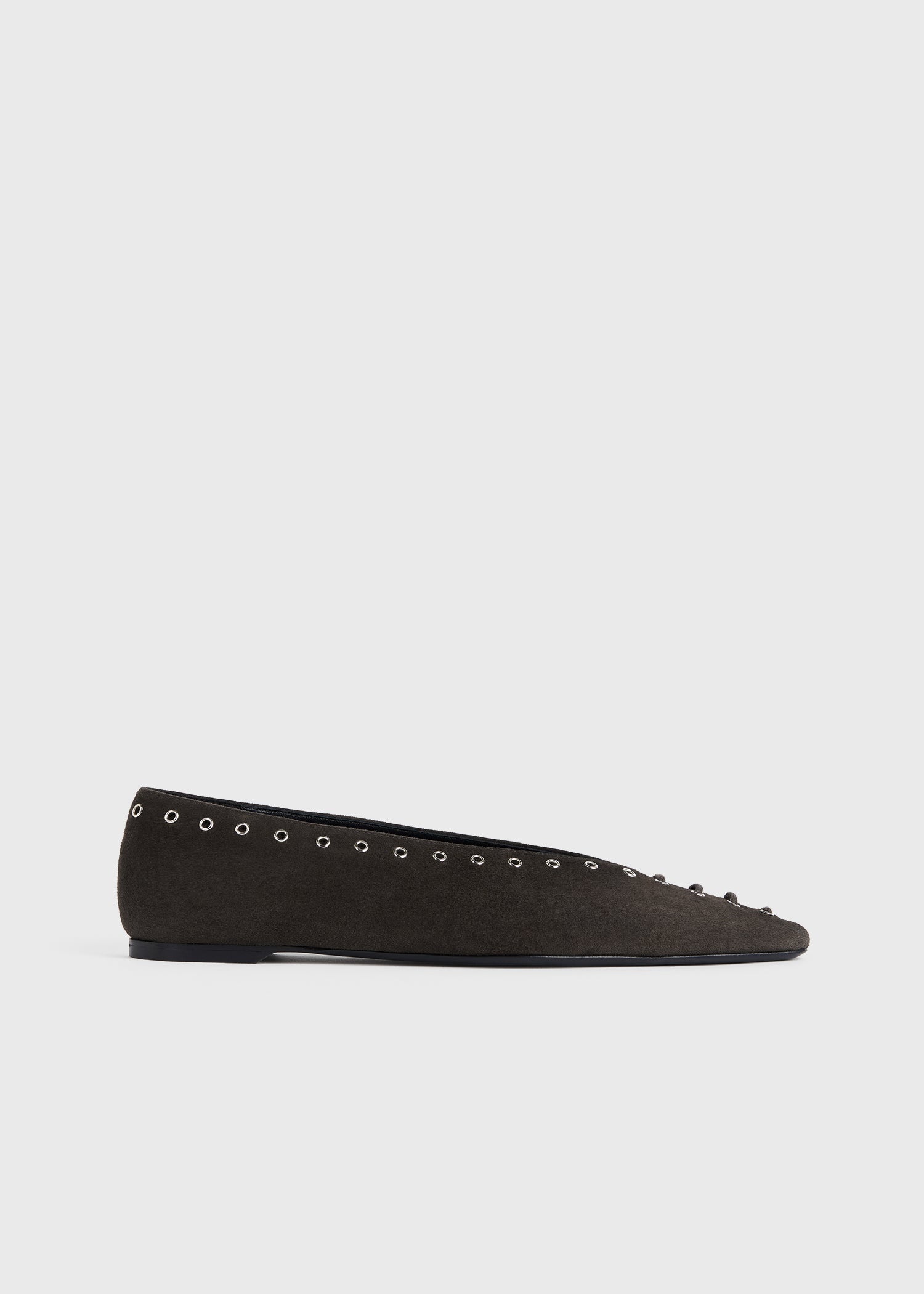 Suede lace-up ballerinas pepper - 8