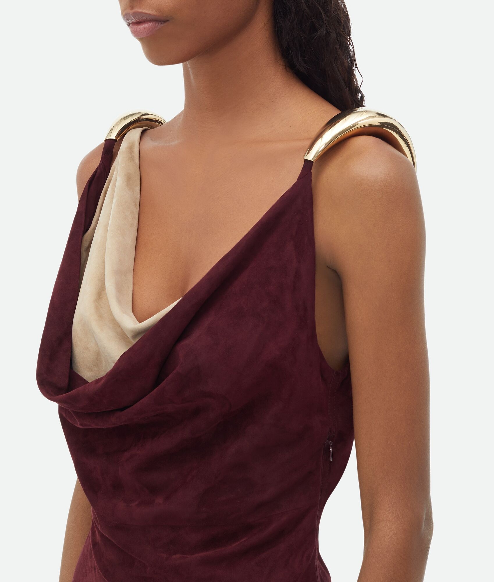 ワンピース Bottega Veneta Fluid Suede Midi Dress With l Detail Bottega Veneta Fluid Suede Midi Dress With Metal Detail
