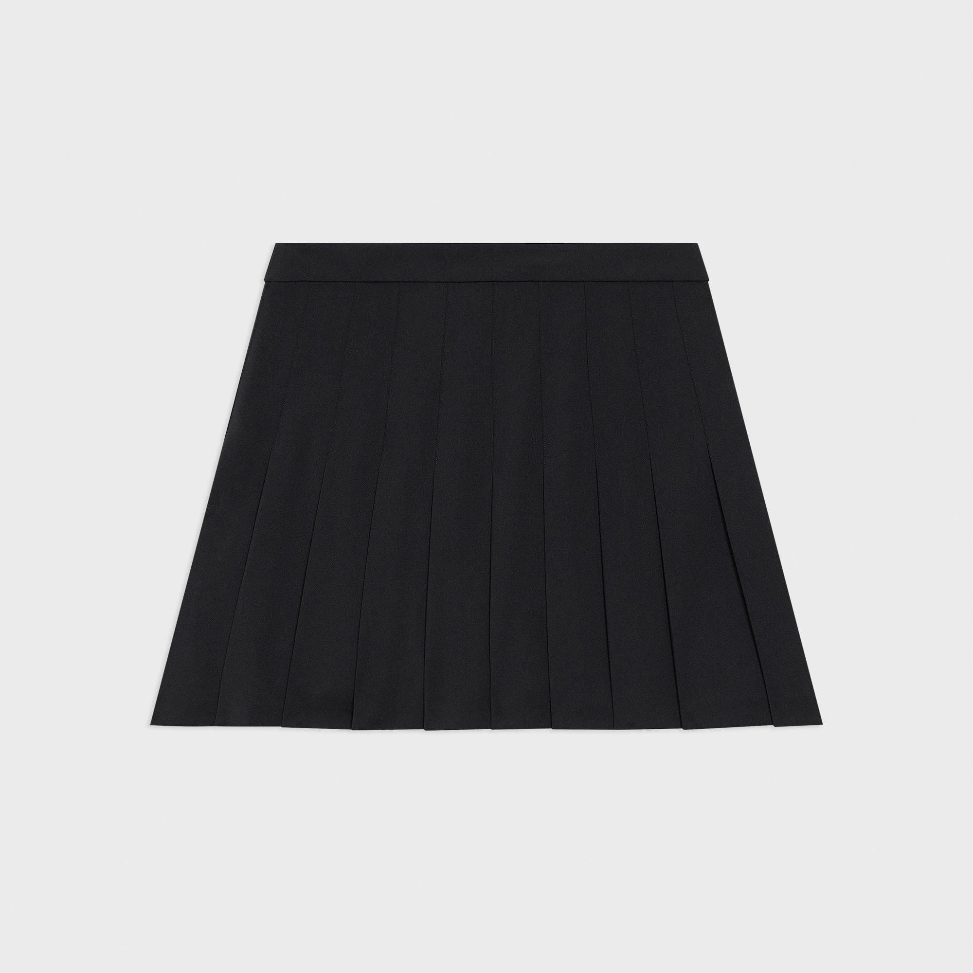 Pleated Mini Skirt in Stretch Wool-Blend - 1