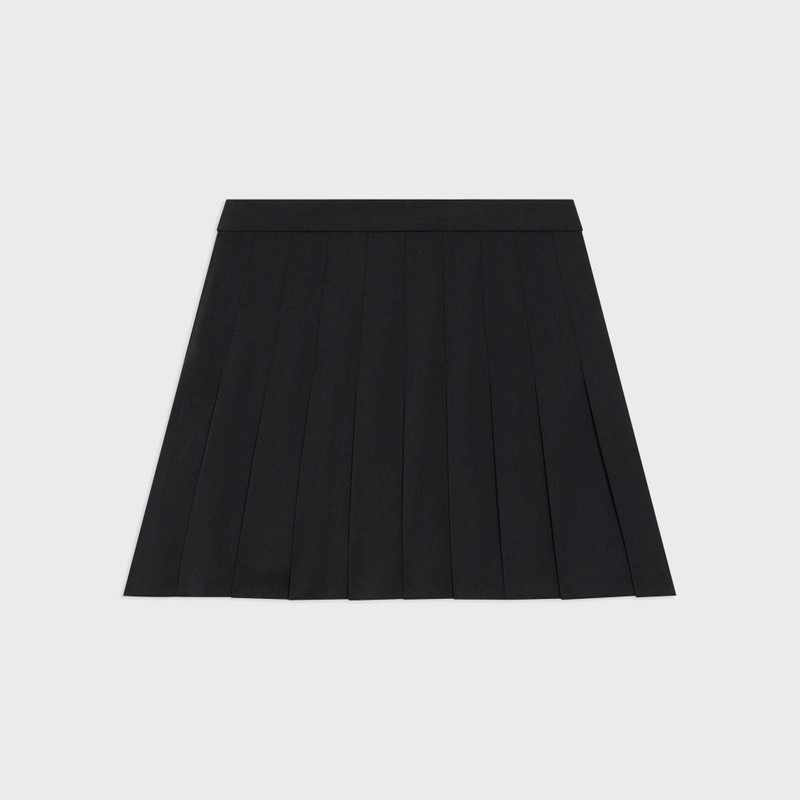 Pleated Mini Skirt in Stretch Wool-Blend 1